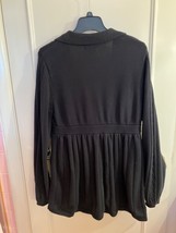 Women&#39;s Large Black Button Up Cardigan Sweater Coat Duster Long Empire W... - $17.05