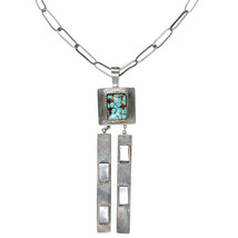 Carl and Irene Clark Navajo sterling high grade turquoise pendant necklace - $722.45