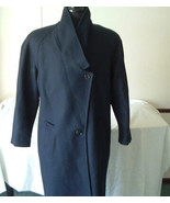 Vintage Billi coat very  long  navy blue coat  with shoulder pads size m... - $59.35