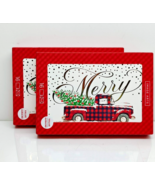 Image Arts Merry Red Plaid Truck Cards With Inside Message Includes 32 C... - £11.03 GBP