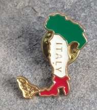 Vintage Lapel Pinback Hat Pin Italy Country Flag Colors Goldtone Green R... - $15.99
