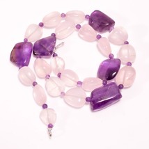 Natural Rose Quartz Amethyst Gemstone Beads Necklace 4-23 mm 18&quot; UB-8301 - £8.55 GBP