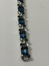 Vintage Lisner Blue Rhinestone Glass Bracelet Silver Tone RARE FIND! - £36.67 GBP