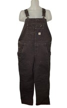 Womens Carhartt Relaxed Fit Dark Brown Washed Duck Insulated Bib Overall L 12-14 - £39.18 GBP