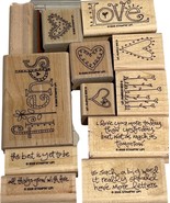 Stampin Up! Love Matters Rubber Stamp Set Of 12 With Wooden Blocks For C... - $263.01 MXN