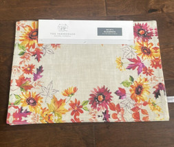 The Farmhouse Rachel Ashwell Fall Placemats 4 Cotton Leaves Sunflowers - £23.89 GBP
