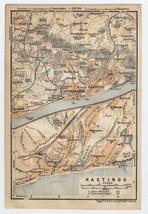 1910 Original Antique City Map Of Hastings / East Sussex / England - £16.85 GBP