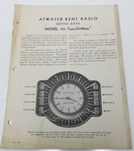 Atwater Kent Radio Service Data Model 511 TuneOMatic Schematics Photos 1934 - £18.78 GBP