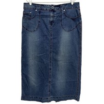 Cato Stretch Denim Maxi Skirt Slit In Back Pockets Medium Wash Womens Size 16 - £14.88 GBP