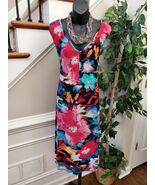 Avenue Women&#39;s Multicolor Polyester V-Neck Sleeveless Knee Length Dress ... - €27,18 EUR