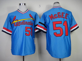 Cardinals #51 Willie McGee Jersey Old Style Uniform Blue - £35.84 GBP