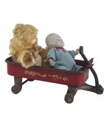 Vintage Early Radio Flyer Miniature Red Wagon Toy Bisque Baby Doll &amp; Ted... - $814.75 MXN