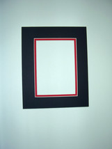 Picture Framing Double Mat 8x10 for 5x7 photo Black with Red Liner - £3.53 GBP
