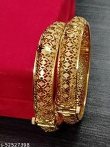 South Indian Women 2 pcs Bangles/ Bracelet Gold Plated Fashion Wedding J... - $34.44