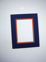 Picture Mat Blue with Orange 8x10 for 5x7 photo Rectangle framing mat - £5.55 GBP