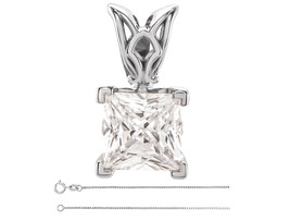 Princess Diamond Pendant 14k White Gold (1.03 Ct G VS2 Clarity) IGL  - £3,239.73 GBP