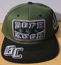 Dope Kush Marijuana Leaf Cannabis Weed Snapback Baseball Cap ( Green ) - £13.25 GBP