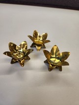 Set Of 3 Vintage Brass Small Lotus Flower Candle Holder West Germany Zen - £21.15 GBP