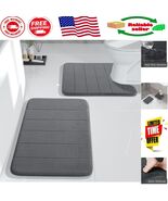 Luxury U-Shaped Memory Foam Bath Mat Set - Quick Dry &amp; Non-Slip, Dark Gray - $921.56 MXN