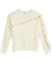 Epic Threads Big Kid Girls Ruffle Trim Chenille Sweater,Holiday Ivory,X-Large - £26.82 GBP