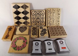 Lot Of 9 Assorted Rubber Stamps &amp; 3 Acid Free Dye PADS-6 Stamps New &amp; 2 Dyes New - £9.19 GBP