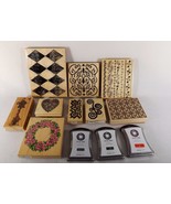 LOT OF 9 ASSORTED RUBBER STAMPS &amp; 3 ACID FREE DYE PADS-6 STAMPS NEW &amp; 2 ... - $11.53