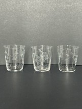 Vintage Lot Of 3-2 1/4&quot; Clear Glass Shot Glasses W/Etched Grapes &amp; Leafs - $19.79