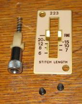 Singer 223 Stitch Length Lever &amp; Cover Plate w/Screws Used Repair Part - £7.99 GBP