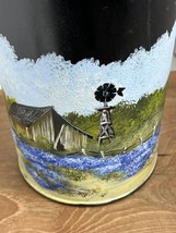 Vintage Hand Painted Tin Canister w/Rope Top Decor Farmhouse Americana! - $37.39