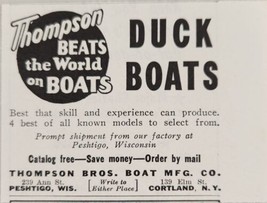 1942 Print Ad Thompson Bros Duck Boats Beats the World Cortland,NY Peshtigo,WI - £5.68 GBP