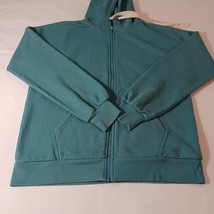 Zenana OJ-35038 Womens Cotton Blend Teal Full Zip Drawstring Hoodie Sweatshirt S image 11