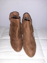Top Mode Brown Fringed Ankle Boots/ Booties Heels Size 6 - $17.99