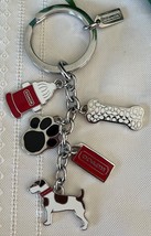 Coach 92114 Pet Multi Mix Enamel Keychain Dog Bone Hydrant Paw Hangtag NWOT - £46.08 GBP