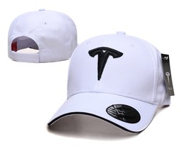Embroidered Tesla hat in white - $29.99