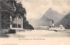 Switzerland Die Tellskapelle Am Vierwalstattersee Steam Ship Postcard c1910s - £8.86 GBP