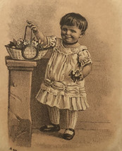 Young Child Playing Victorian Trade Card Sepia VTC 6 - £4.73 GBP