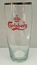 Vintage 1960&#39;s Carlsberg beer red crown Logo gold rimmed Pilsner glass  ... - $16.99