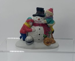 Vintage LEMAX 1994 Porcelain Snowman Kids Dog  - £11.71 GBP