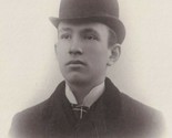 Vtg Cabinet Photo Adolf Neidecker - Handsome Young Man Bowler Hat Milwaukee - £22.06 GBP