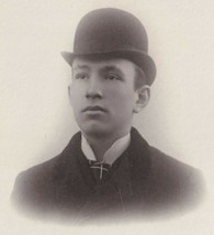 Vtg Cabinet Photo Adolf Neidecker - Handsome Young Man Bowler Hat Milwaukee - £22.03 GBP