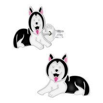 Siberian Husky Dog 925 Silver Stud Earrings - £11.07 GBP