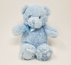 10&quot; Gund My First Teddy Baby Blue Bear # 021033 Stuffed Animal Plush Toy Satin - £14.37 GBP