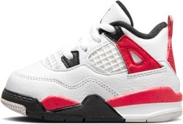 Jordan Little Kids 4 Retro Basketball Sneakers Size 6C White/Fire Red-Black - £82.87 GBP