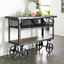 48 In. Black Extra Large Rectangle Metal Industrial Rolling Cart 3 Basket Drawer - £1,508.45 GBP