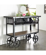 48 In. Black Extra Large Rectangle Metal Industrial Rolling Cart 3 Baske... - £1,461.91 GBP