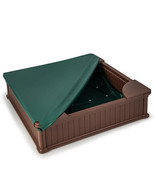 Kids Outdoor Sandbox with Oxford Cover and 4 Corner Seats-Brown - Color:... - €144,99 EUR