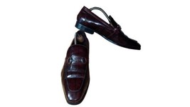 Moretti Black Label Chain Trim Burgundy Crocodile Genuine Leather Mens SZ 10 - £22.17 GBP