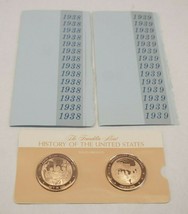1938 &amp; 1939 The Franklin Mint History of the United States Solid Bronze Coins - £15.58 GBP