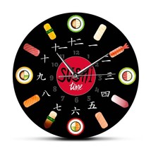 Sushi Time Modern Design Wall Clock Minimalist Kitchen Décor Japanese Food Wall  - £32.81 GBP