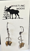 Whistling Moose Sterling Silver Bear Shape Jasper Stone Dangle Earrings ... - $23.75